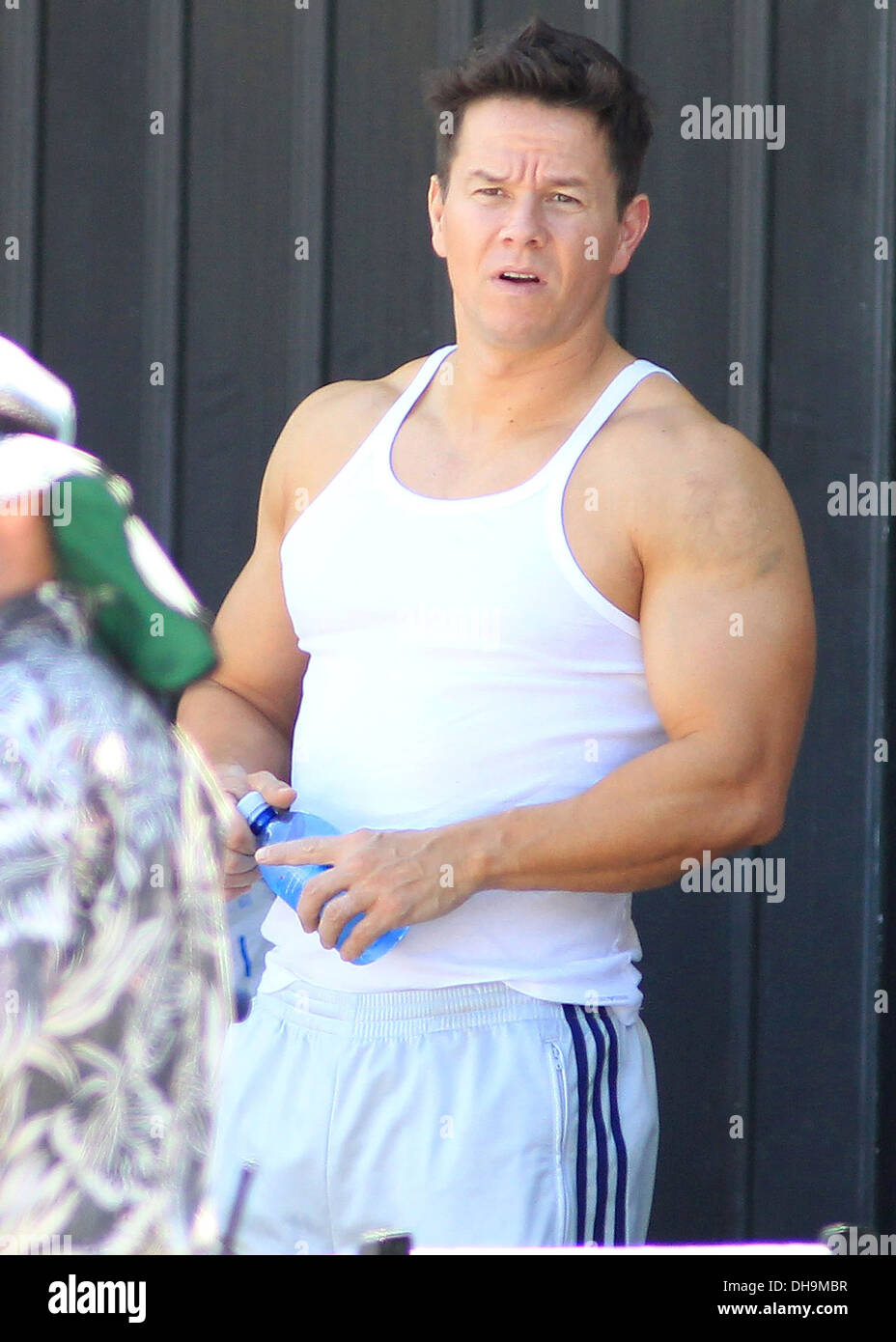 Mark Wahlberg Filme eine Verfolgungsjagd für Film "Schmerzen und gewinnen" Miami Florida - 02.04.12 Stockfoto
