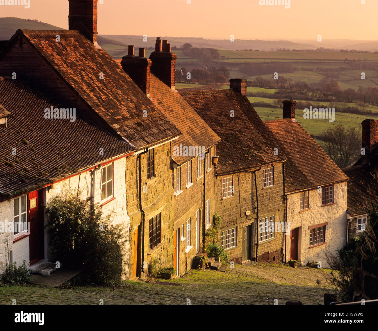 Gold Hill, Shaftesbury, Dorset, Großbritannien Stockfoto
