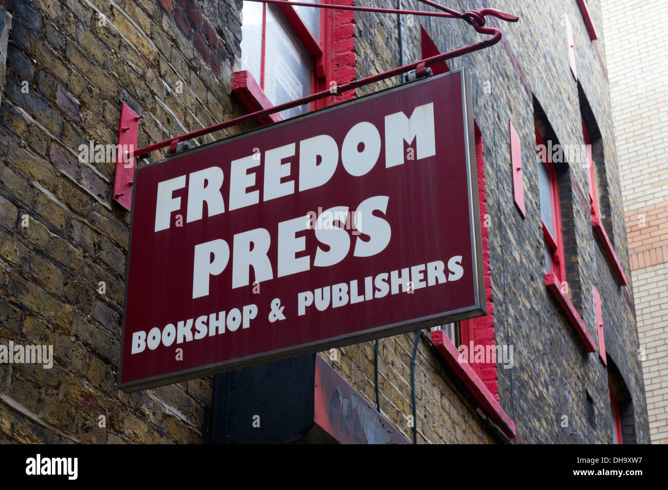 Die Freiheit Presse anarchistischen Verleger und Buchhandlung in Whitechapel, East London. Stockfoto