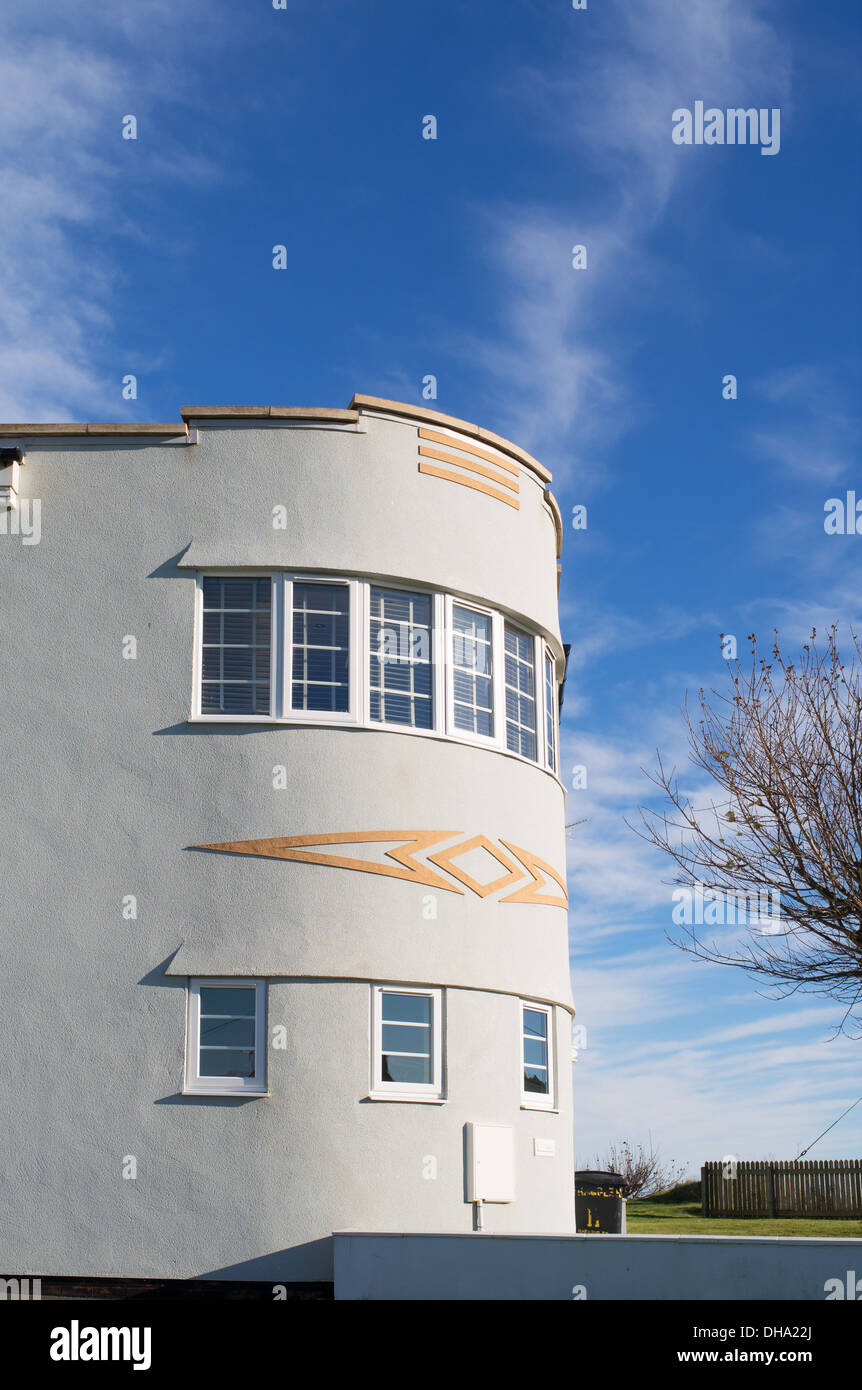 Fraggle Rock Villa Art Deco Haus innerhalb Beadnell, Northumberland, England, UKBeadnell, Northumberland, England, Großbritannien Stockfoto