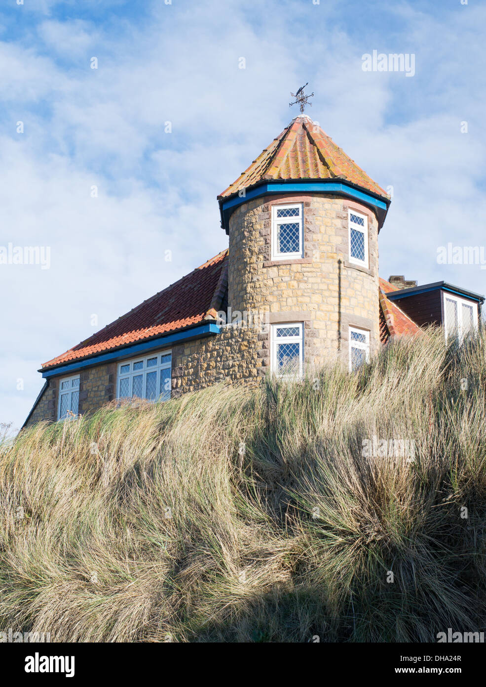 Ungewöhnliche House Beach Court, Beadnell, Northumberland, England, Großbritannien Stockfoto