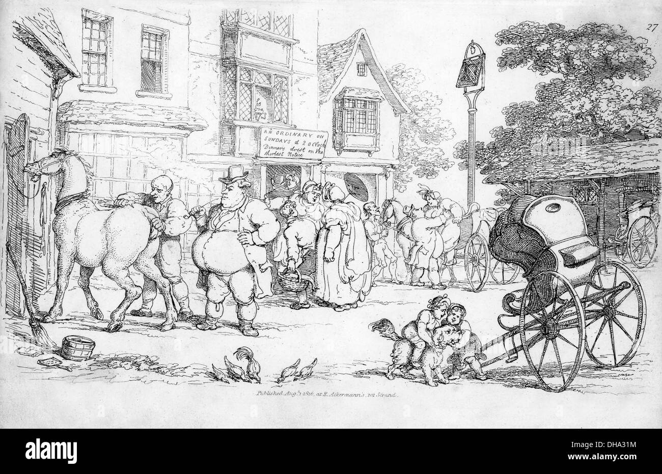 Eine gewöhnliche am Sonntag um 02:00 1816 eine Gravur des Künstlers Thomas Rowlandson (1756-1827) Stockfoto