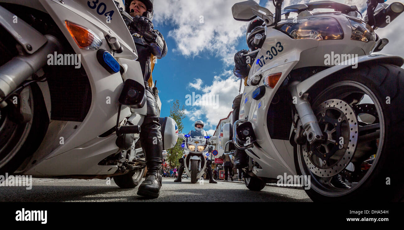 Polizei auf Motorräder, Reykjavik, Island Stockfoto