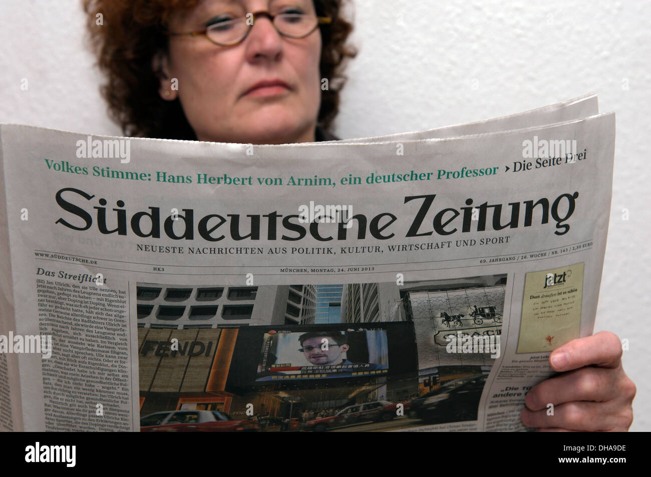 Deutsche Broadsheet-Zeitung Süddeutsche Zeitung Stockfoto