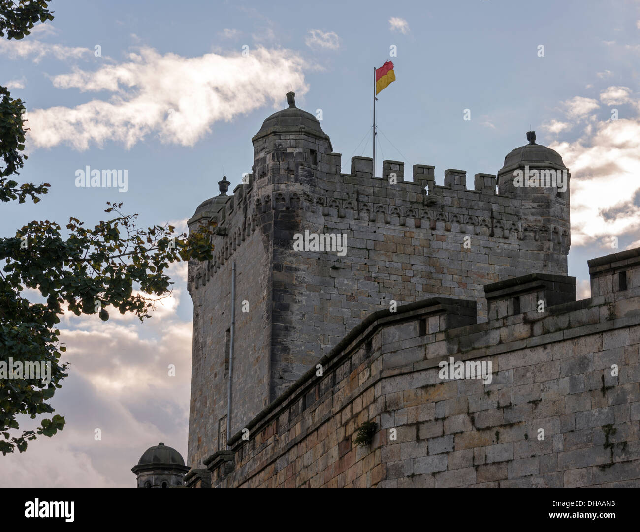Burg in Bad Bentheim-Deutschland mit Flagge Stockfoto