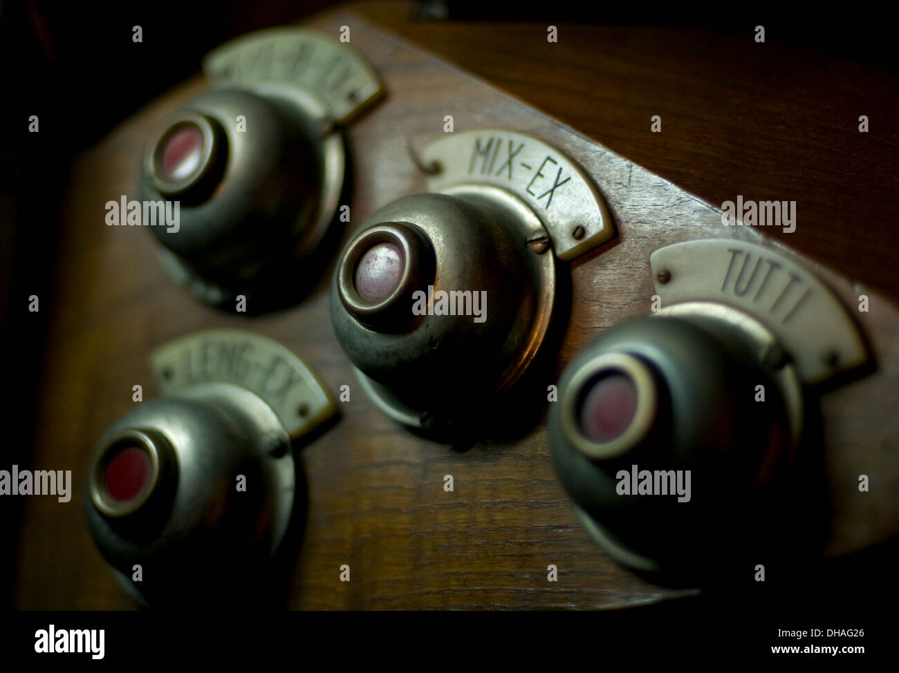 Klassische Orgel. Schlüssel und Pedal auf veränderte Ton oder instrument Stockfoto