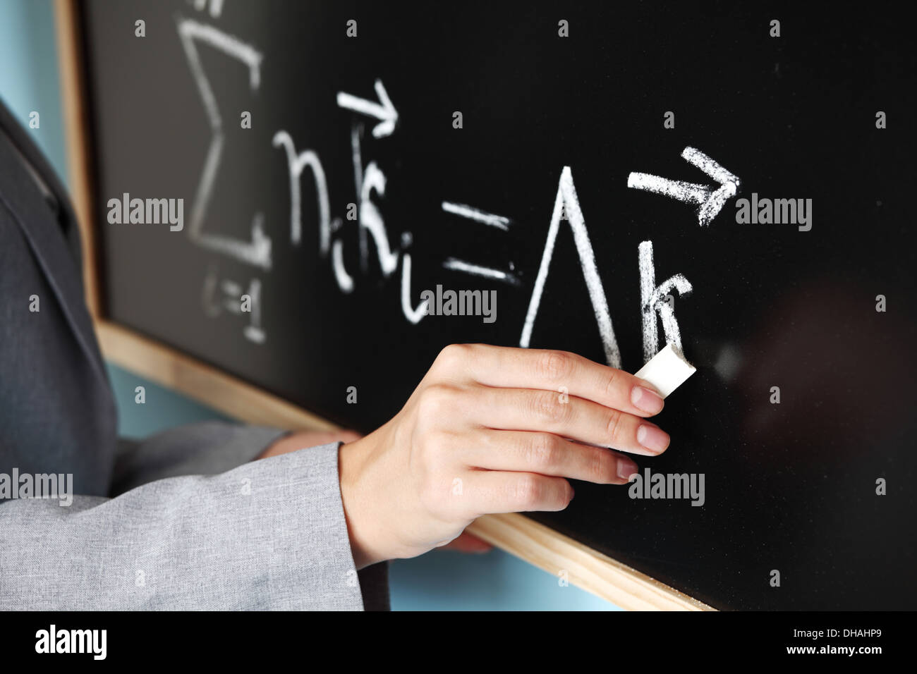 Lehrer zeichnen Zustand des Synchronismus phase Stockfoto