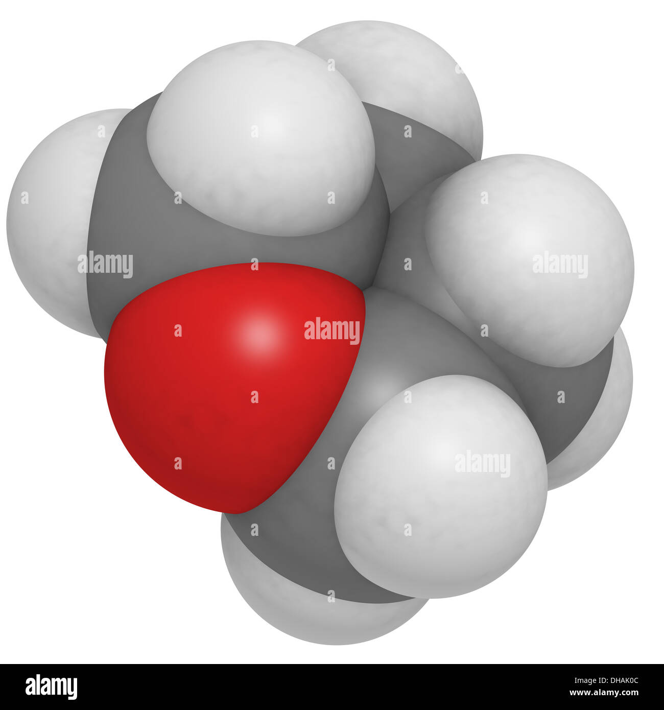 Tetrahydrofuran (THF) Molekül, chemische Struktur. Verwendet als chemische Lösungsmittel und Kunststoffe machen. Stockfoto