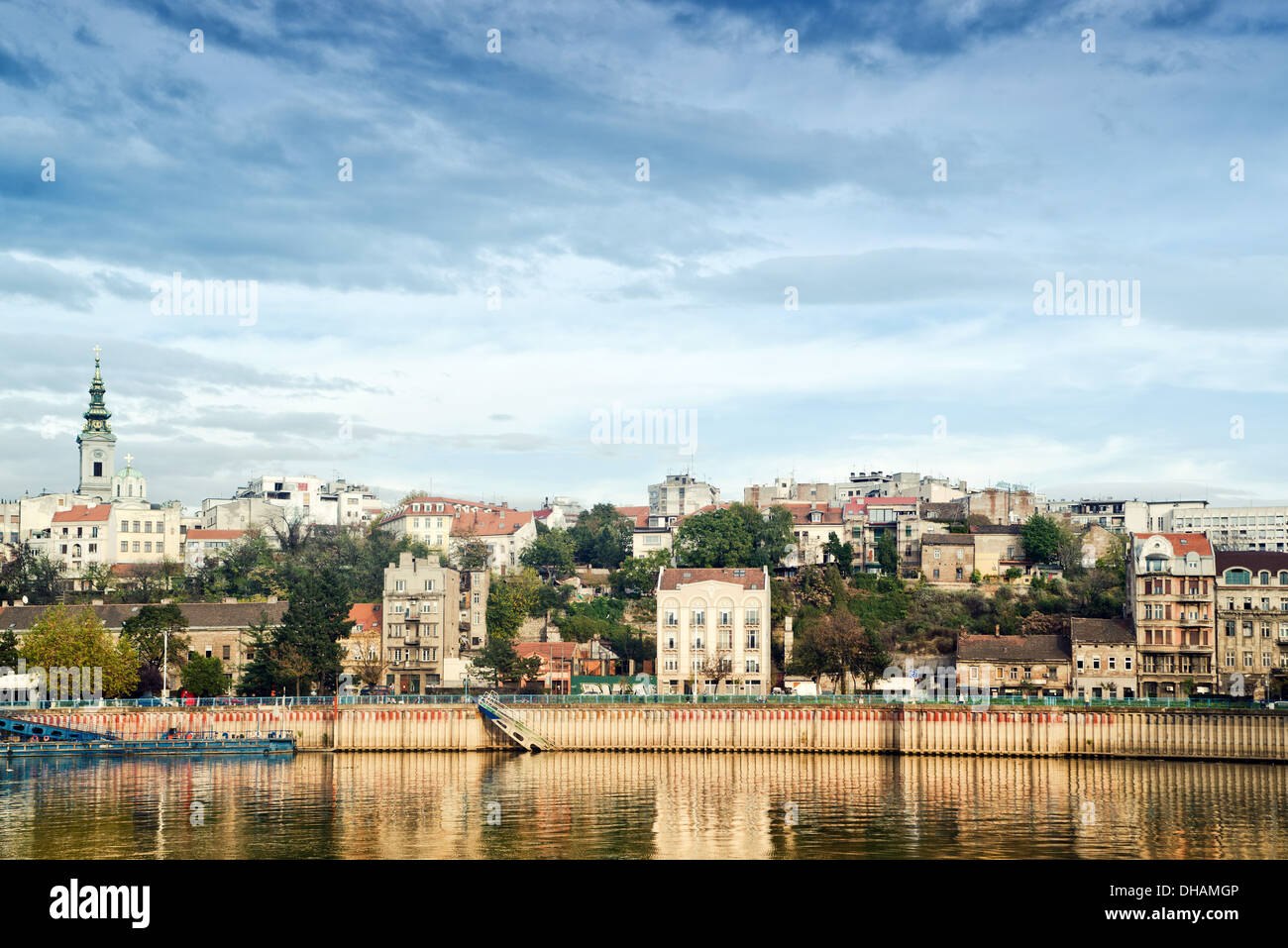 Stadt Belgrad, Hauptstadt von Serbien, über den Fluss Sava Stockfoto