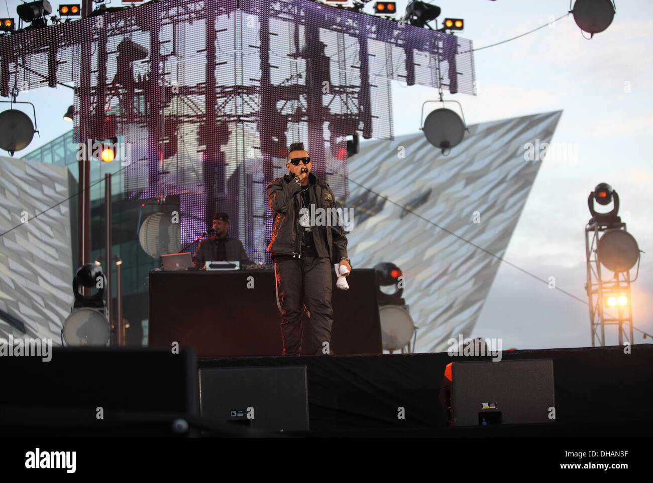 Sean Paul MTV Konzert anlässlich der Eröffnung der neuen Titanic Belfast Gebäude Belfast Nordirland - 13.04.12 Stockfoto