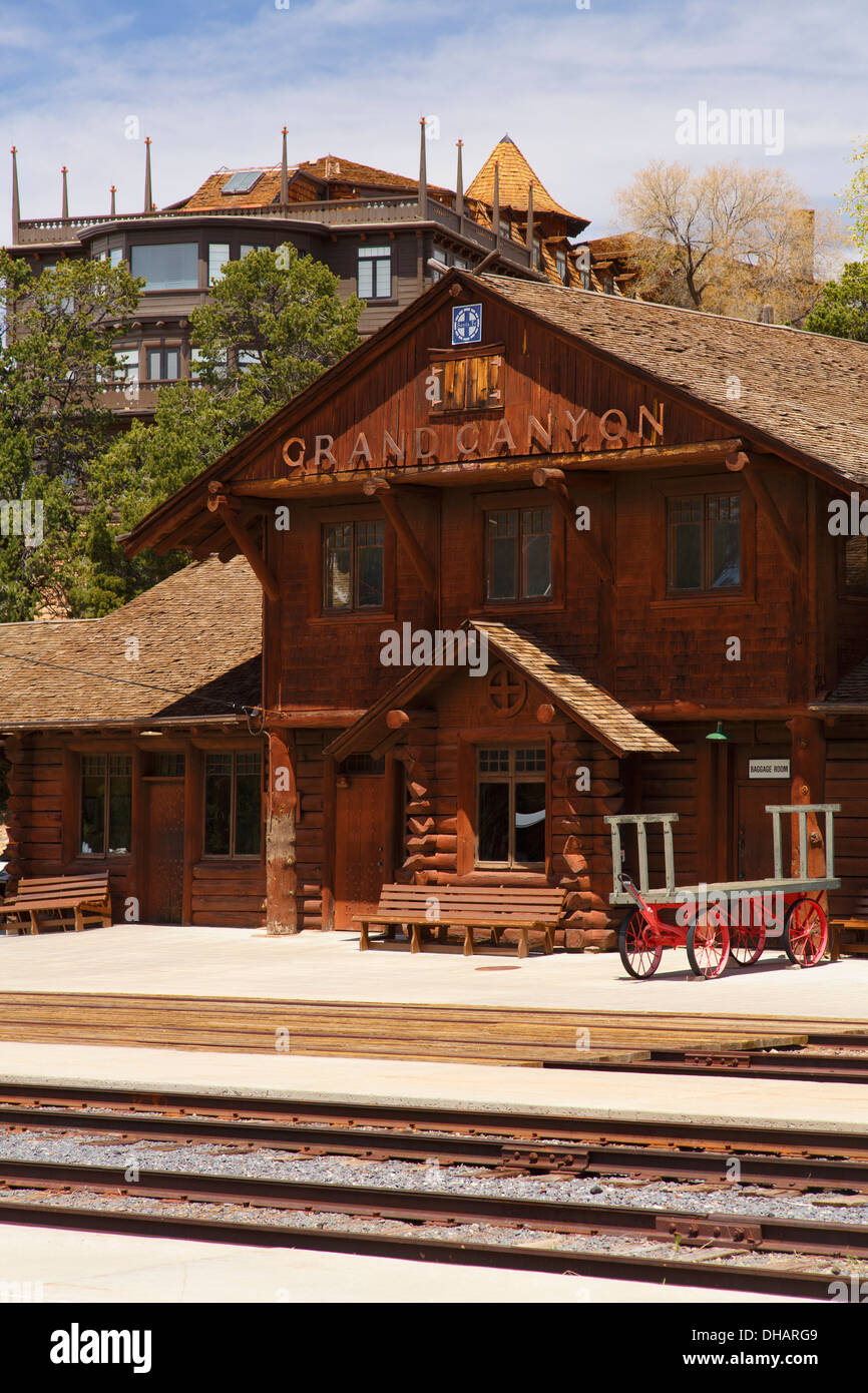 Grand Canyon Railroad Station, Grand Canyon Nationalpark in Arizona. Stockfoto