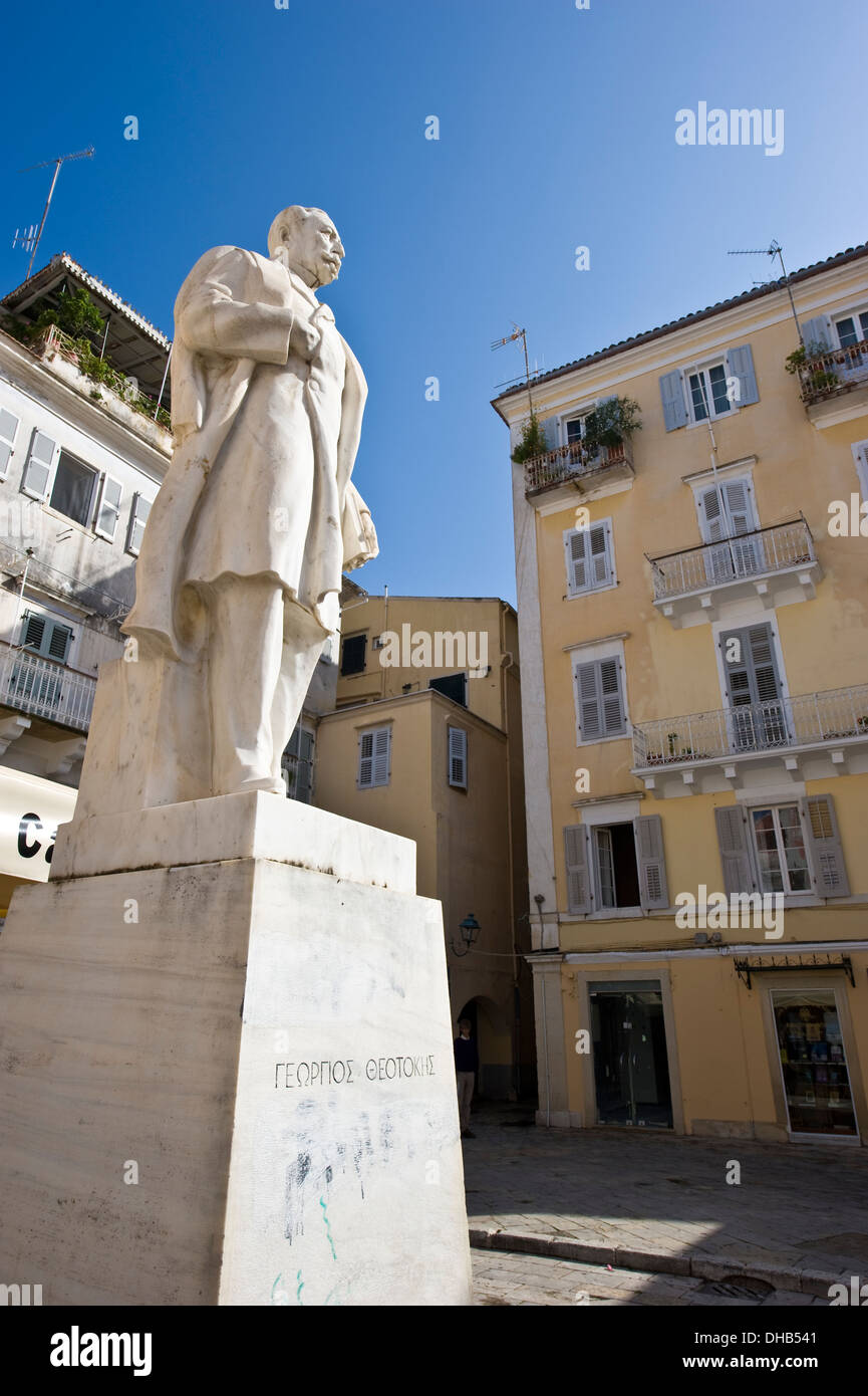 Statue von Georgios Theotokis in Korfu, Griechenland. Stockfoto