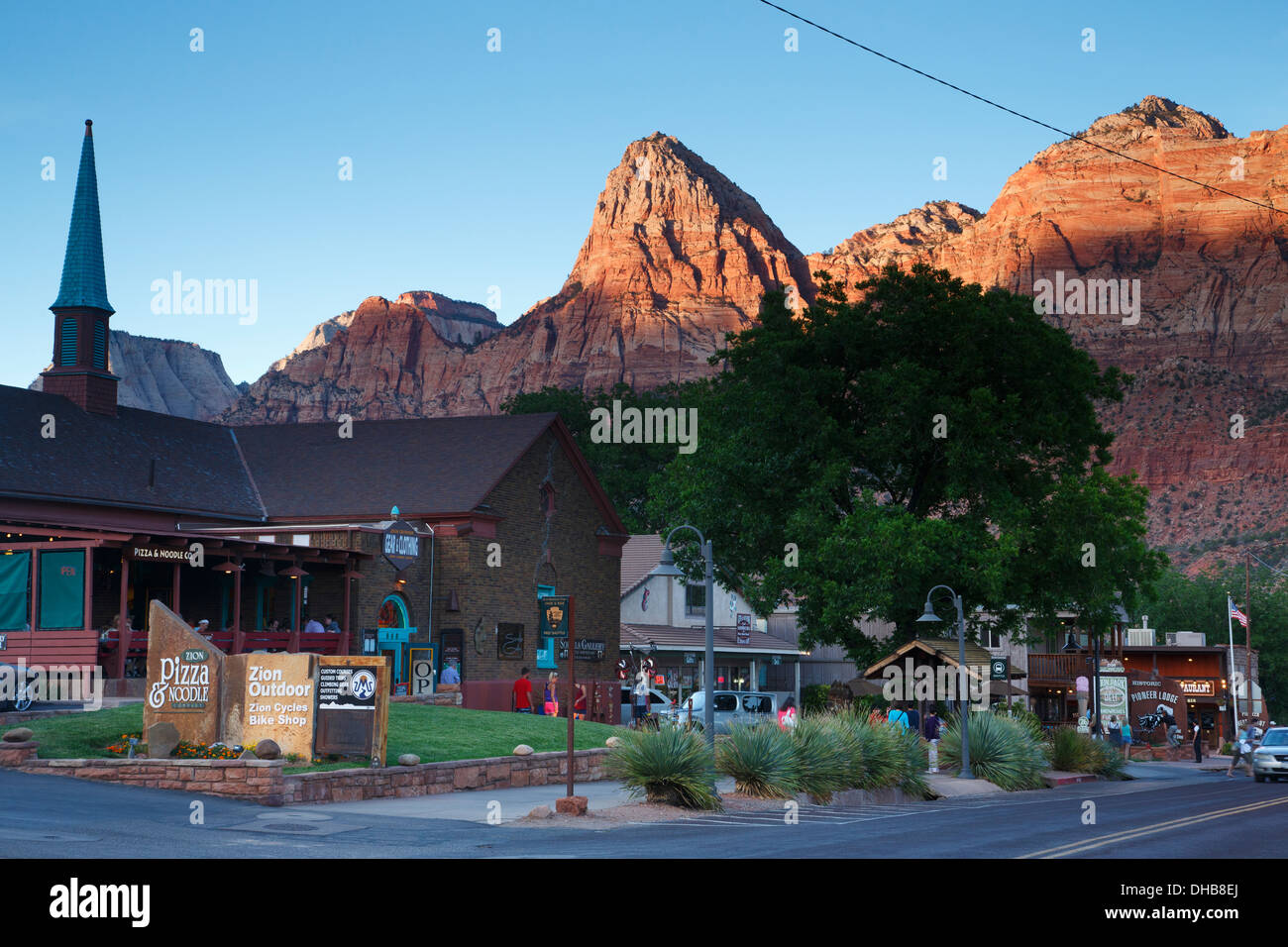 Springdale am Eingang zum Zion National Park, Utah. Stockfoto