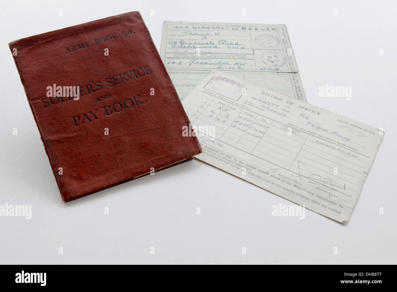 Wichtig WWII historisches Dokument/Dokumente im Zusammenhang mit Herrn Thomas Henry Wheeler, Großvater der Fotograf Peter Wheeler. Stockfoto