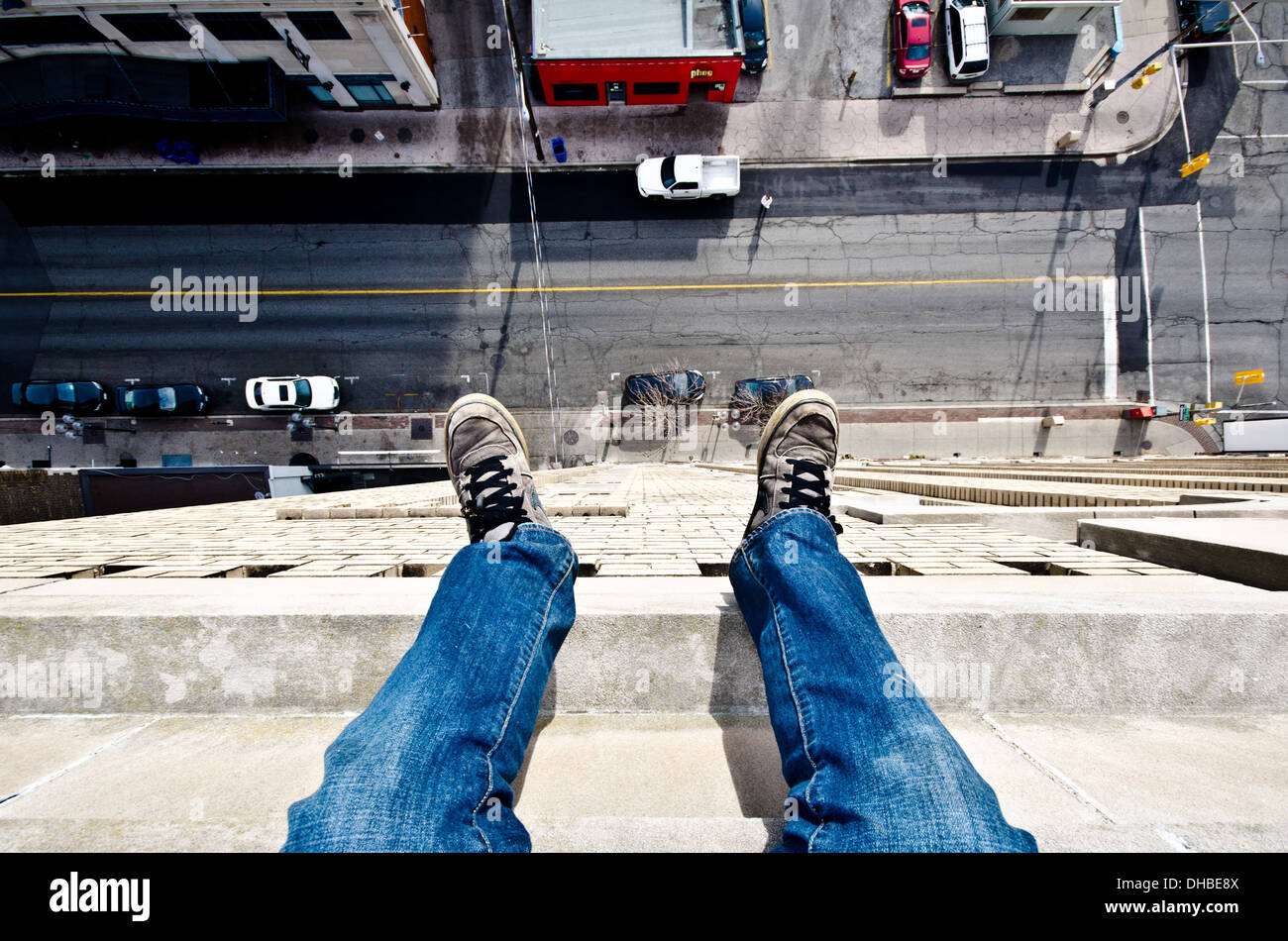 Dennis Maitland Leben ON EDGE Foto FEET erstellte diese extreme Bilder per Computer Grafikbearbeitungsprogramm. Sie Stockfoto