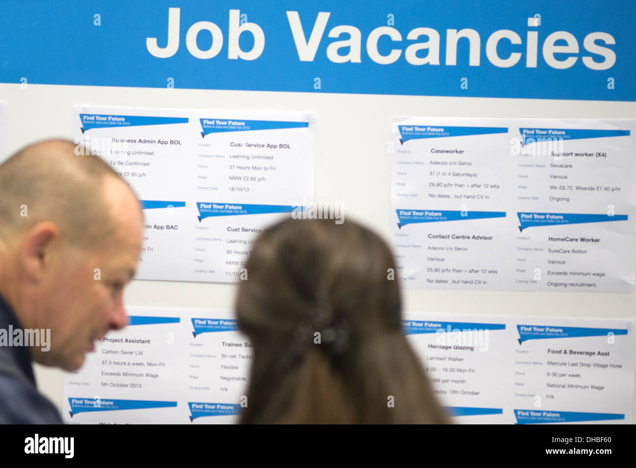 Jobbörse-Stellenangebote in Bolton College Jobs Messe Stockfoto