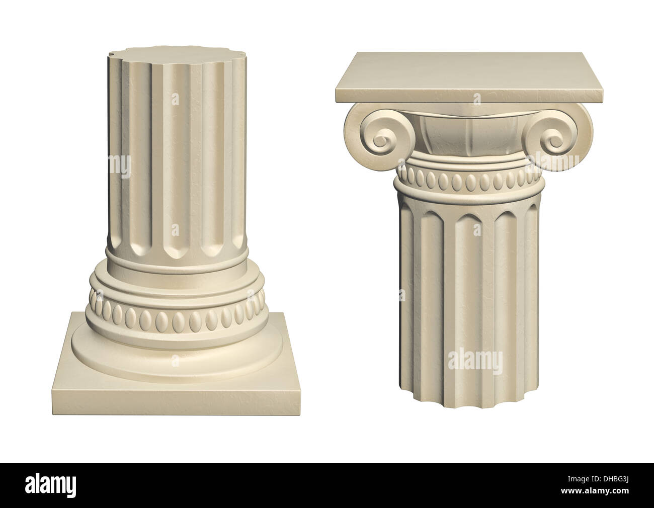 Stein-Spalte - isoliert auf weißem Hintergrund, 3d render Stockfoto