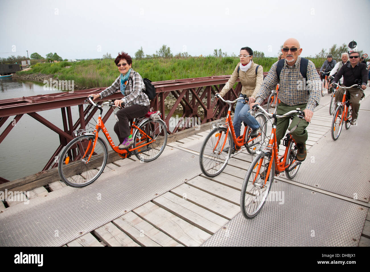 Fahrradtour, Täler von Comacchio, Provinz Ferrara, po-Fluss-Delta, Emilia-Romagna, Italien, Europa Stockfoto