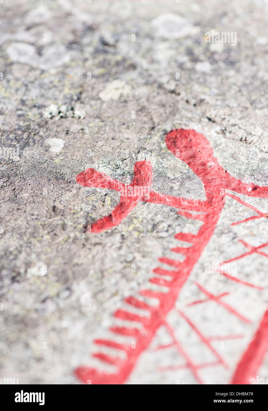 Rock-Gravur bei Himmelstalund eines Schwedens größte Sammlung von Felszeichnungen mit mehr als 1660 Bilder. Bronzezeit Stockfoto