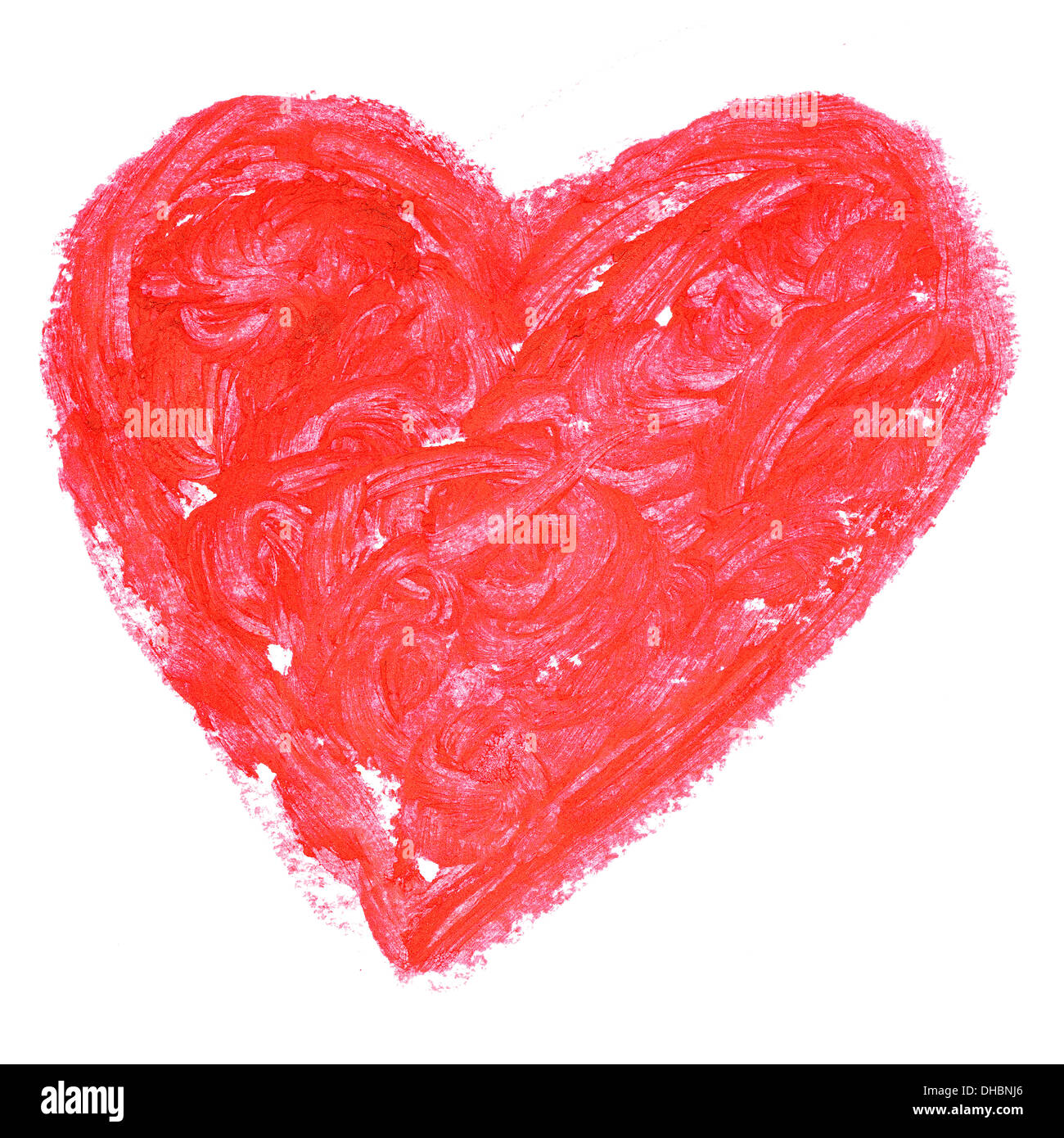 Lippenstift Herz isoliert auf weißem Hintergrund Stockfoto