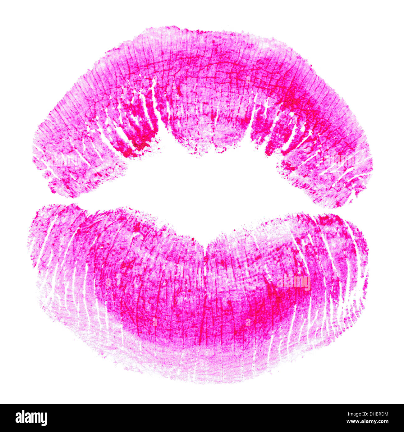 Rosa Lippenstift Kuss. Isoliert auf weiss. Stockfoto