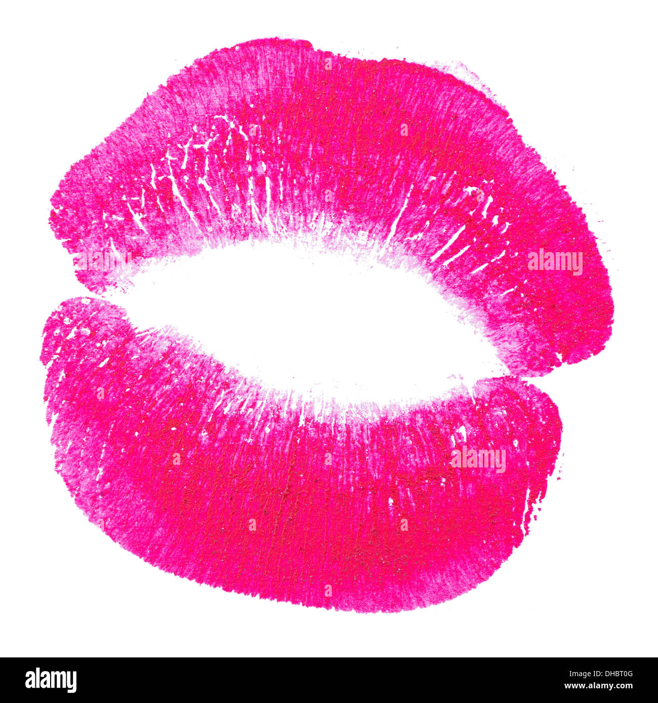 Lippenstift-Kuss. Isoliert auf weiss. Stockfoto