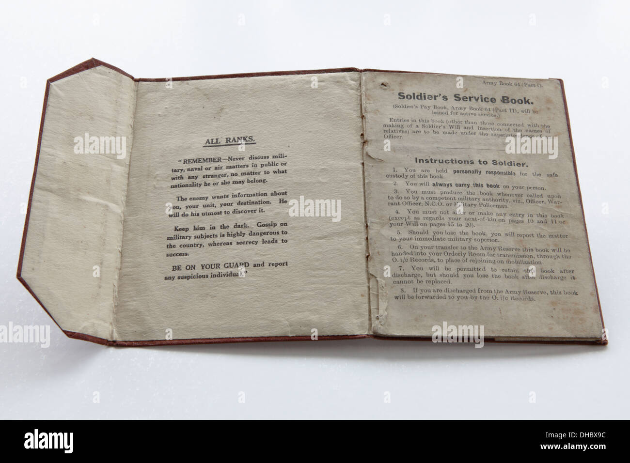 Wichtig WWII historisches Dokument/Dokumente im Zusammenhang mit Herrn Thomas Henry Wheeler, Großvater der Fotograf Peter Wheeler. Stockfoto