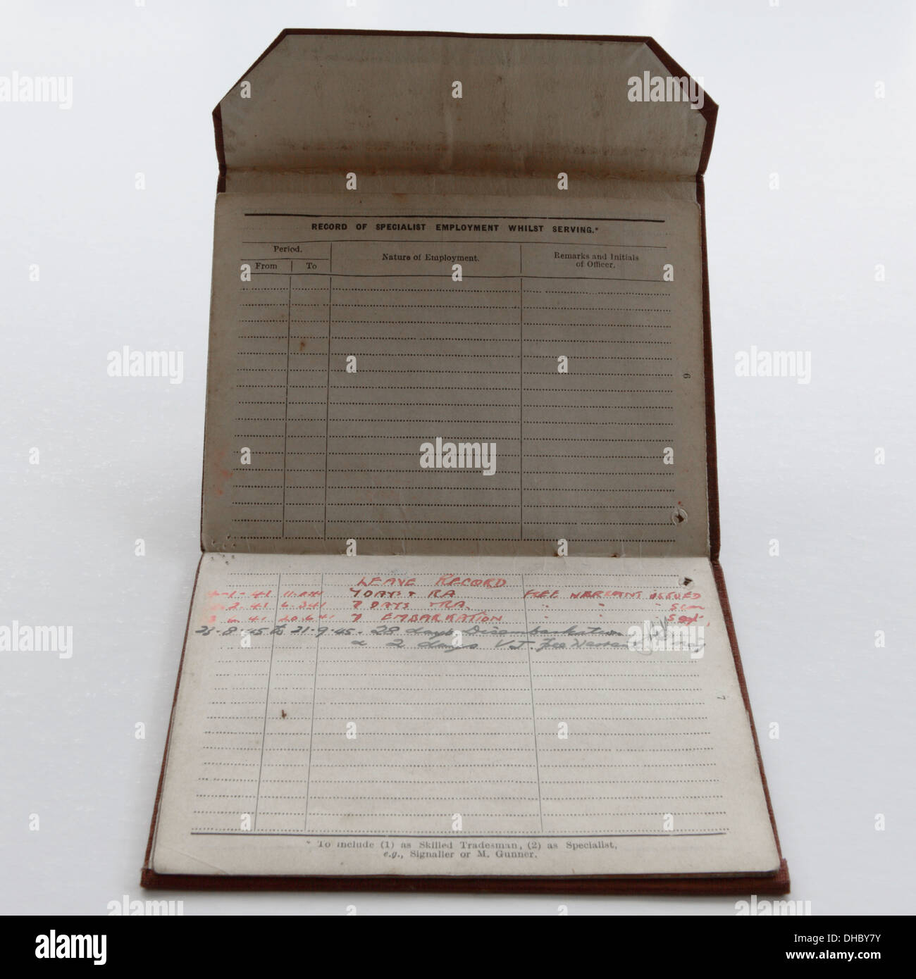 Wichtig WWII historisches Dokument/Dokumente im Zusammenhang mit Herrn Thomas Henry Wheeler, Großvater der Fotograf Peter Wheeler. Stockfoto