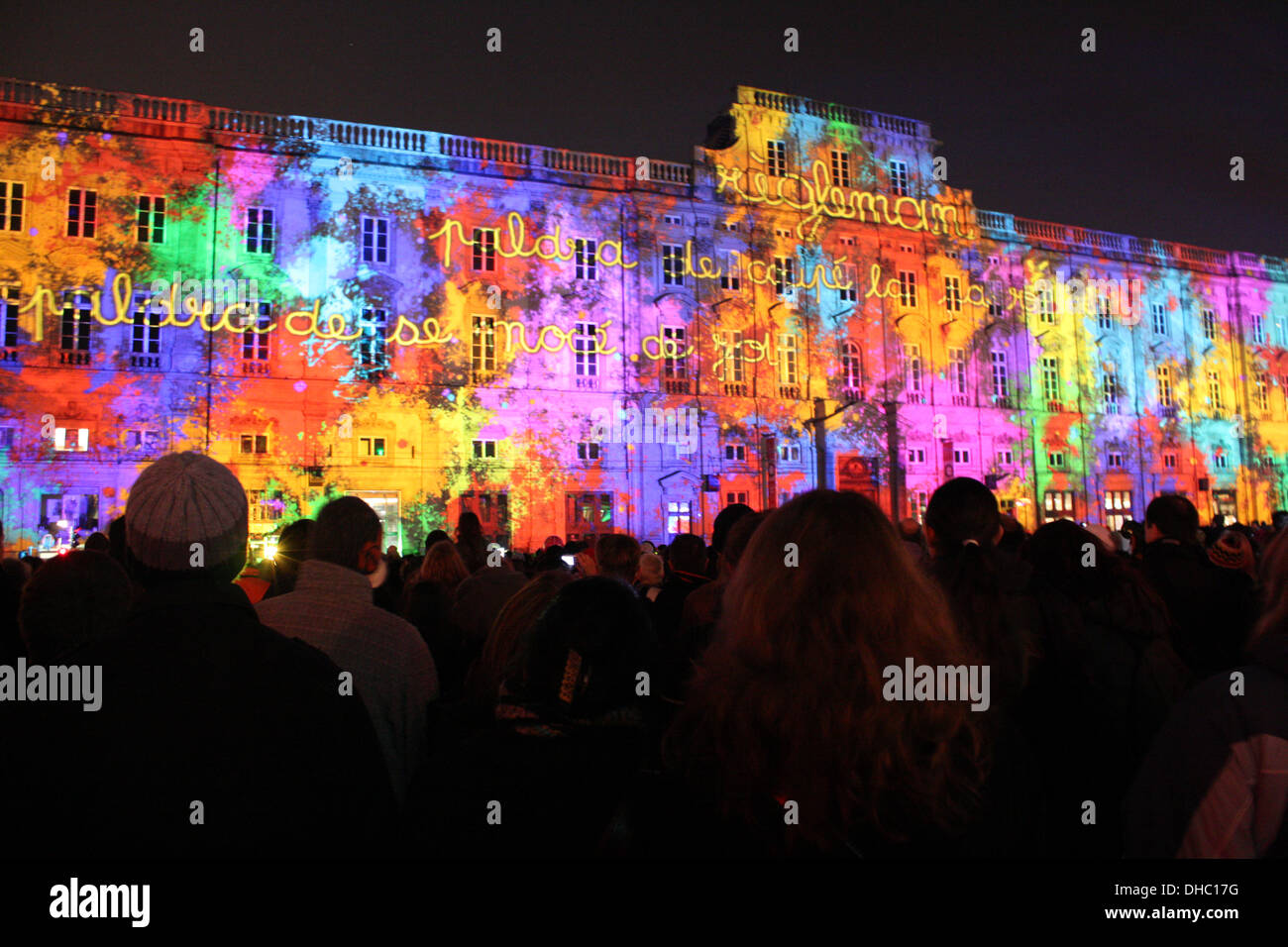 Tag Festival of Lights, "fete des lumières", Lyon, Rhône, Rhône-Alpes, Frankreich. Stockfoto