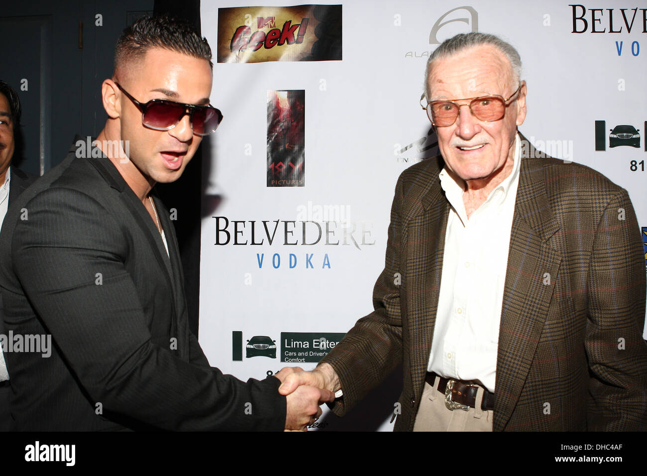 Mike "The Situation" Sorrentino und Stan Lee Premiere der '' mit Großmacht: Stan Lee Story "an iPic Theater Pasadena Stockfoto