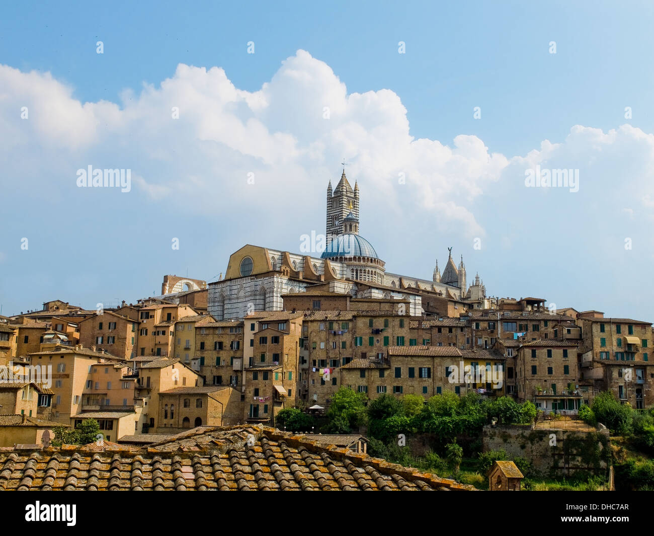 Siena-Ansicht mit dem Dom im oberen. Siena, Italien Stockfoto