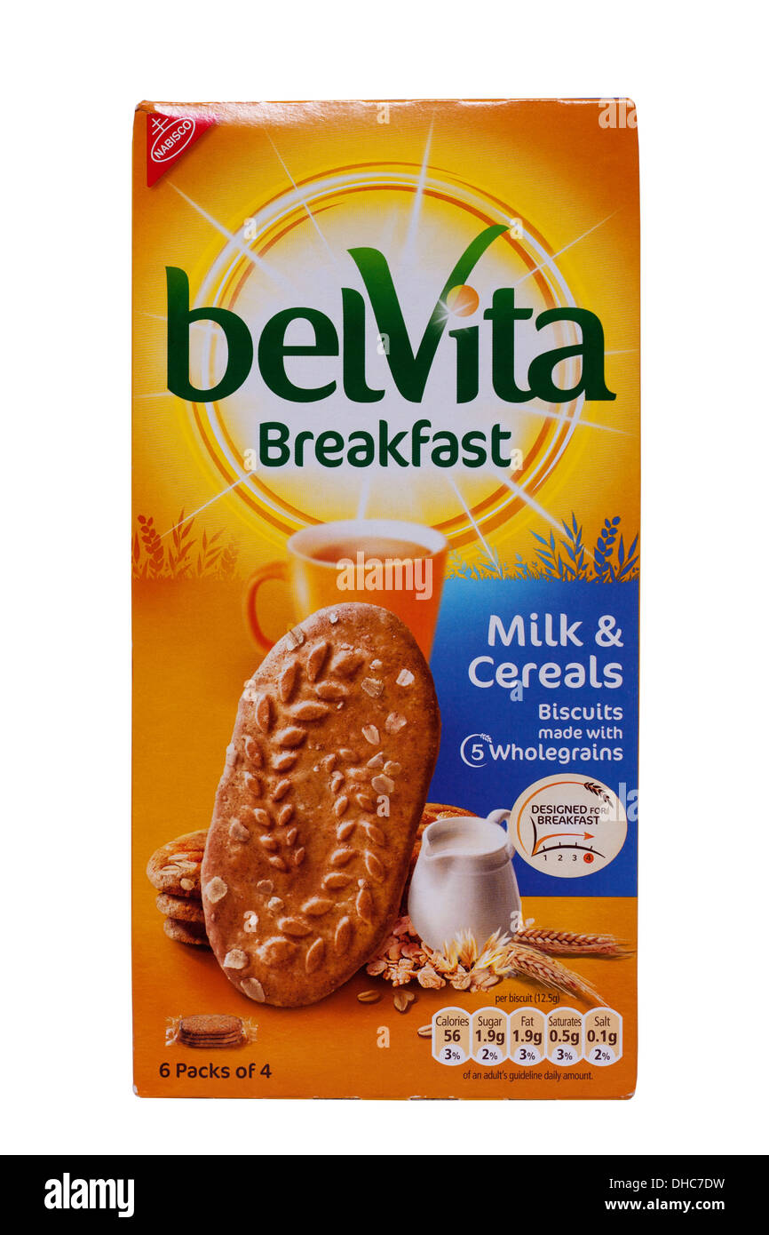 Eine multipack Schachtel Nabisco Belvita Frühstück Gebäck auf weißem Hintergrund Stockfoto