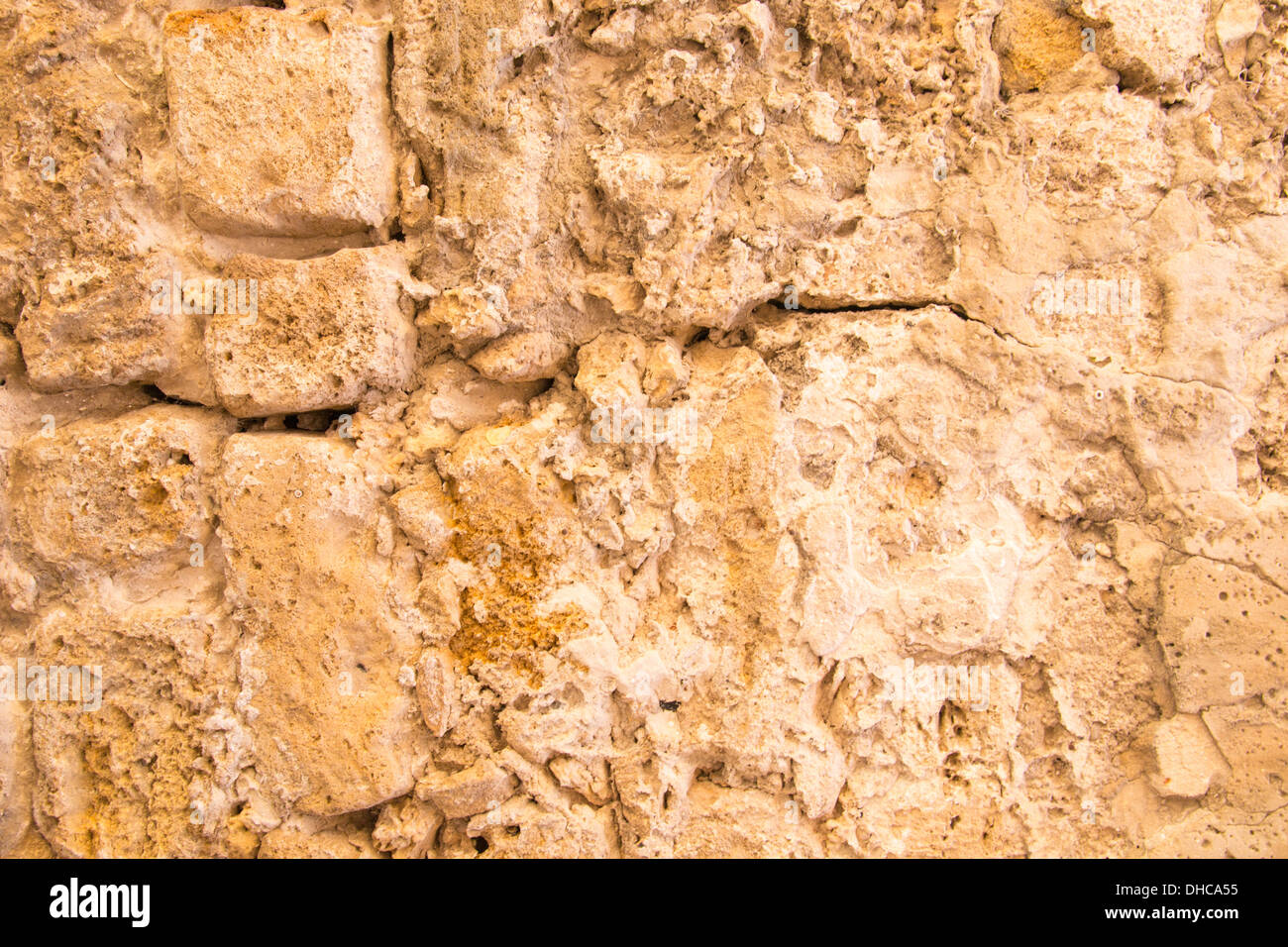 Alte und verwitterte Steinmauer Hintergrund, Jaffa Stockfoto