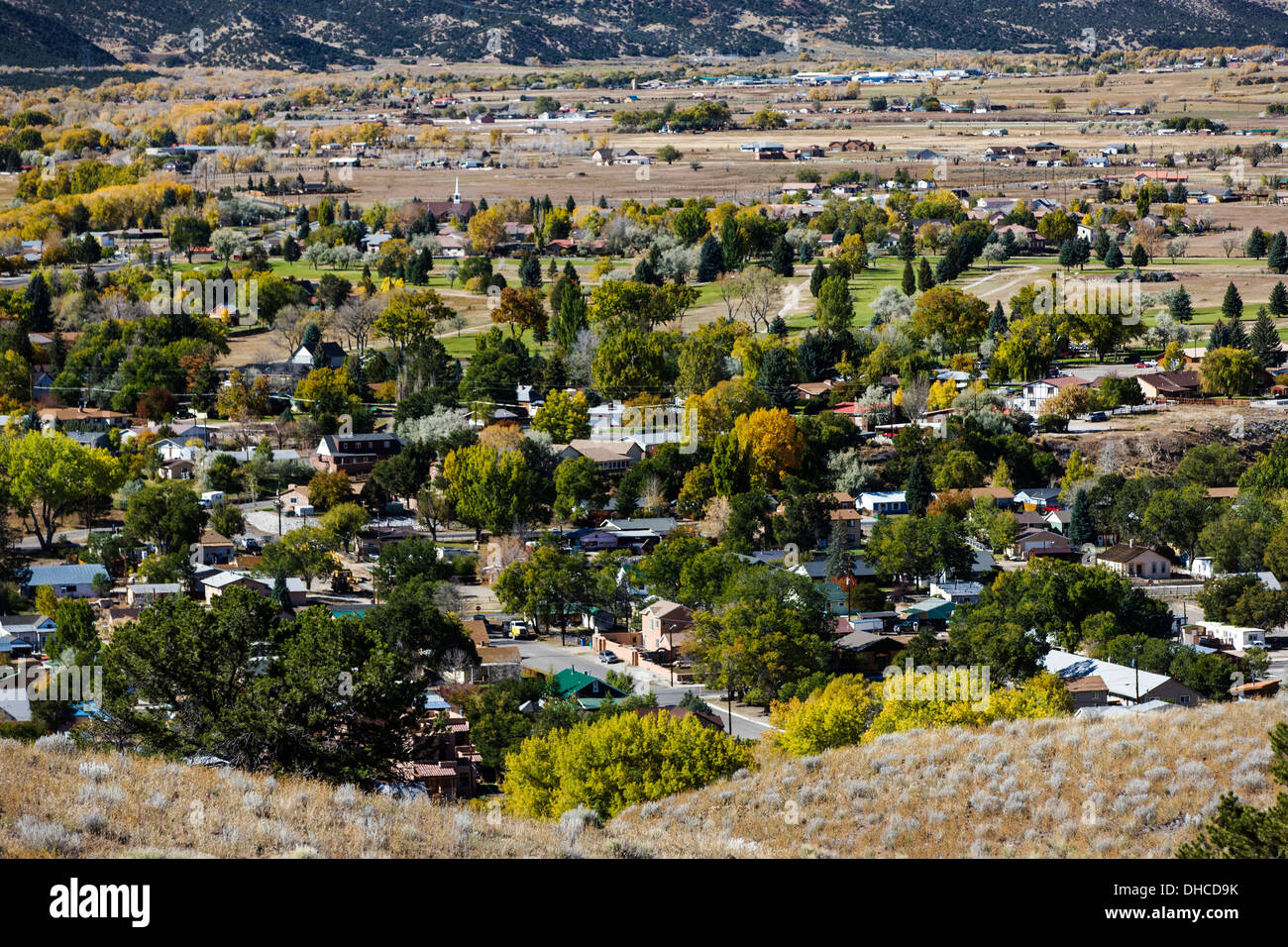 Herbstlaub, Sawatch Range, Rocky Mountains und historischen Salida, Colorado, USA Stockfoto