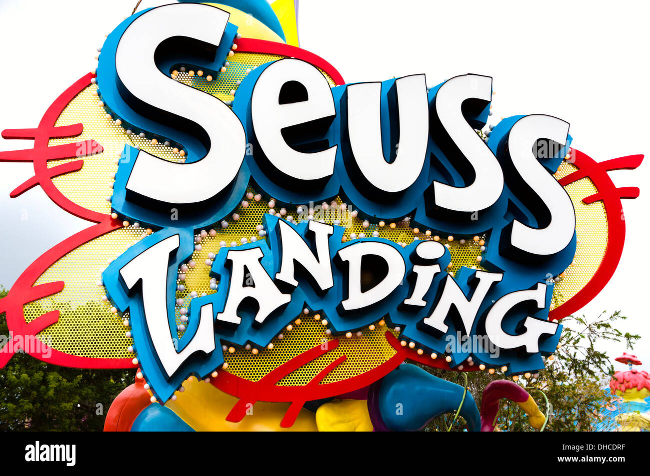 Eingang zum Seuss Landing Bereich, Islands of Adventure, Universal Orlando Resort, Orlando, Zentral-Florida, USA Stockfoto