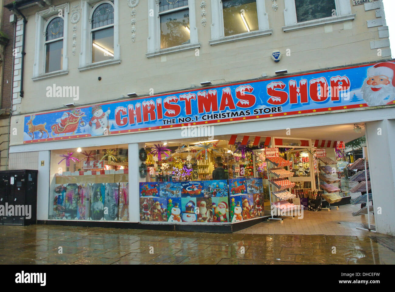 Weihnachtsshop Northampton Stadtzentrum Stockfoto