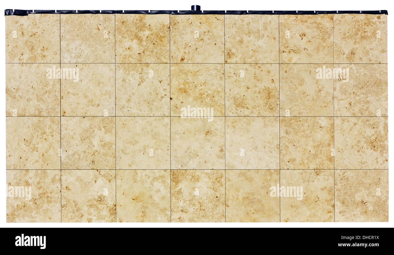 quadratische Platten aus Naturstein Muschelkalk Stockfoto