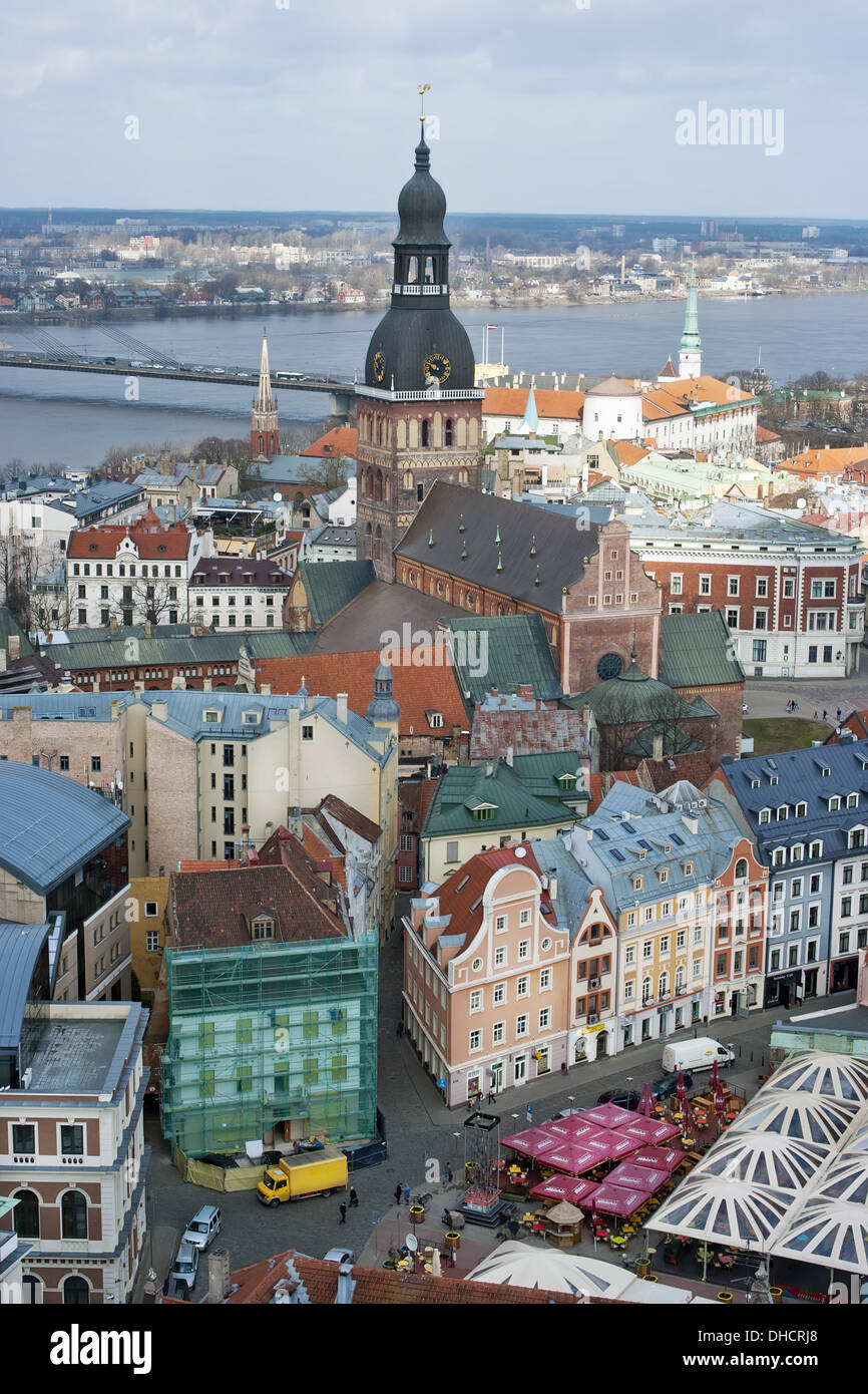 Die Dächer des alten Riga Stadt Stockfoto