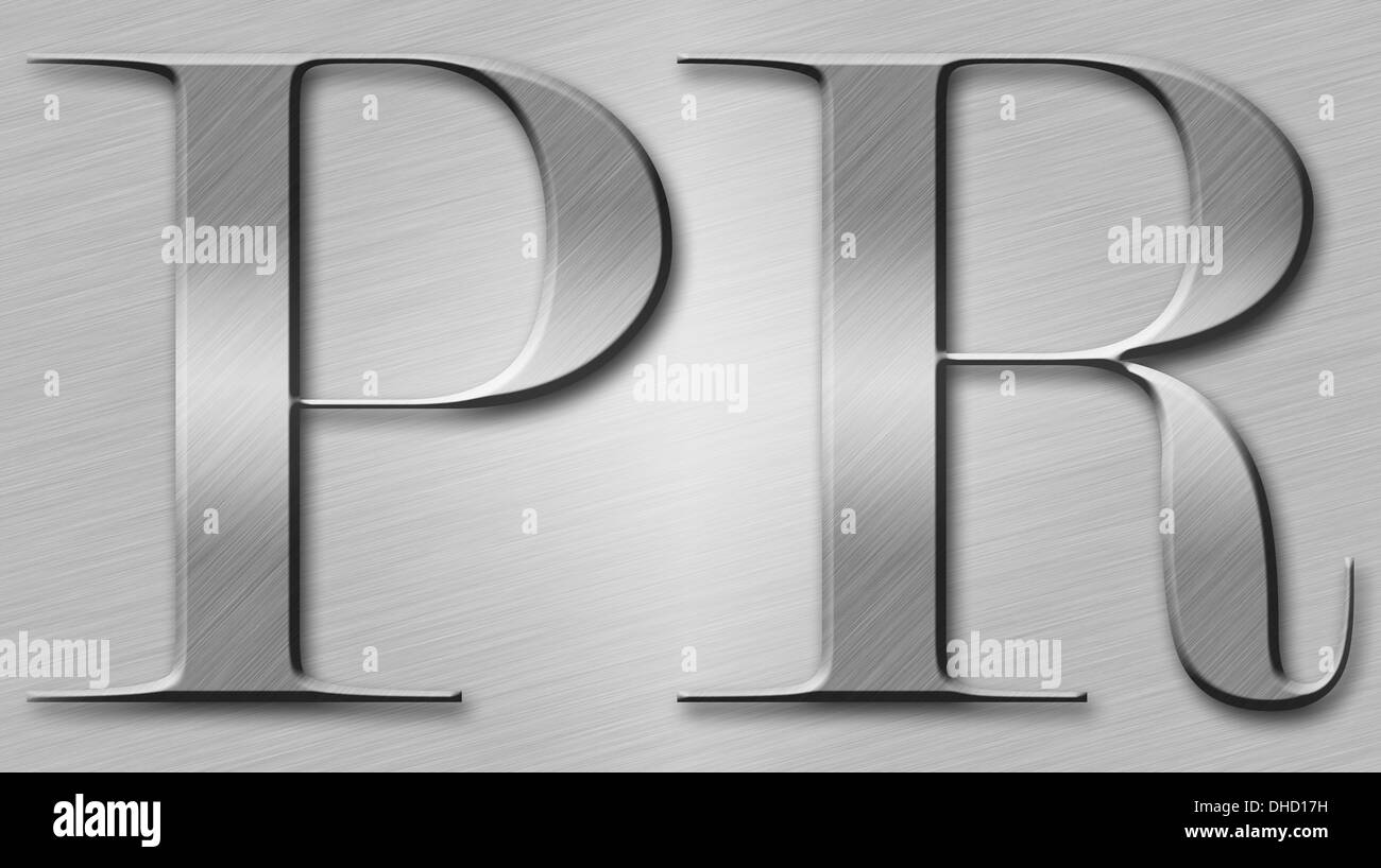 Public Relations-Inschrift mit diagonal gestreiften Licht beleuchtet Stockfoto