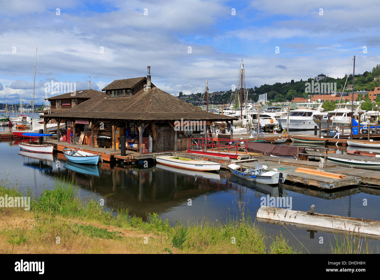 Zentrum für Holzboote, Lake Union Park, Seattle, Washington State, Vereinigte Staaten von Amerika, Nordamerika Stockfoto