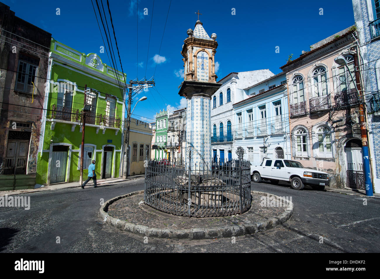 Kolonialarchitektur in Pelourinho, UNESCO-Weltkulturerbe, Salvador da Bahia, Bahia, Brasilien Stockfoto
