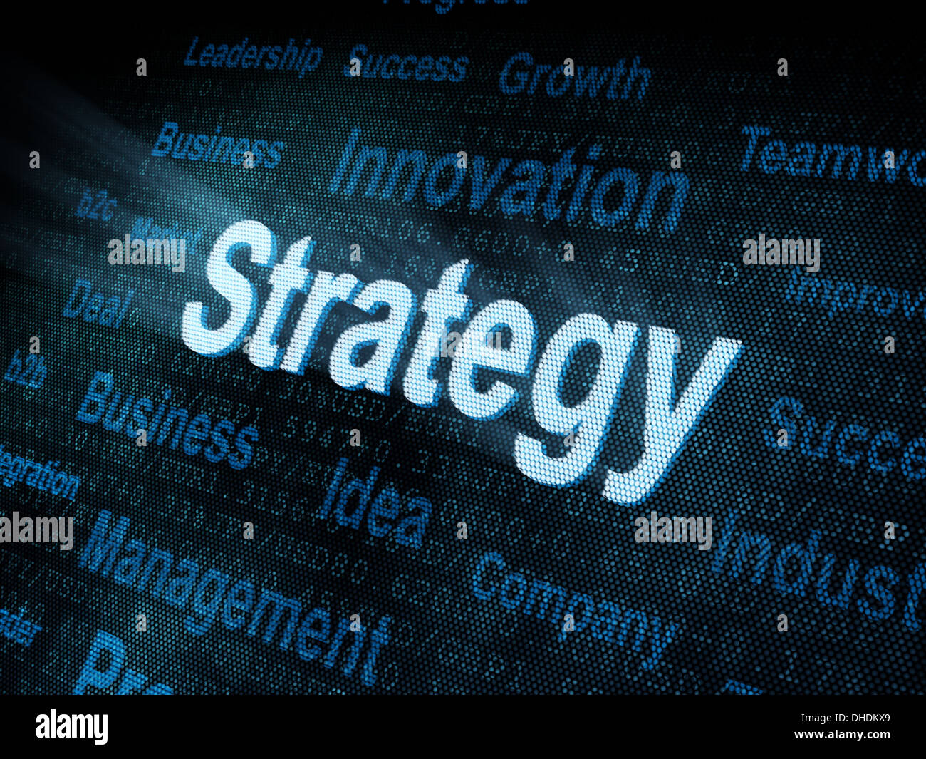 Gepixelten Wort Strategie auf dem digitalen Bildschirm Stockfoto