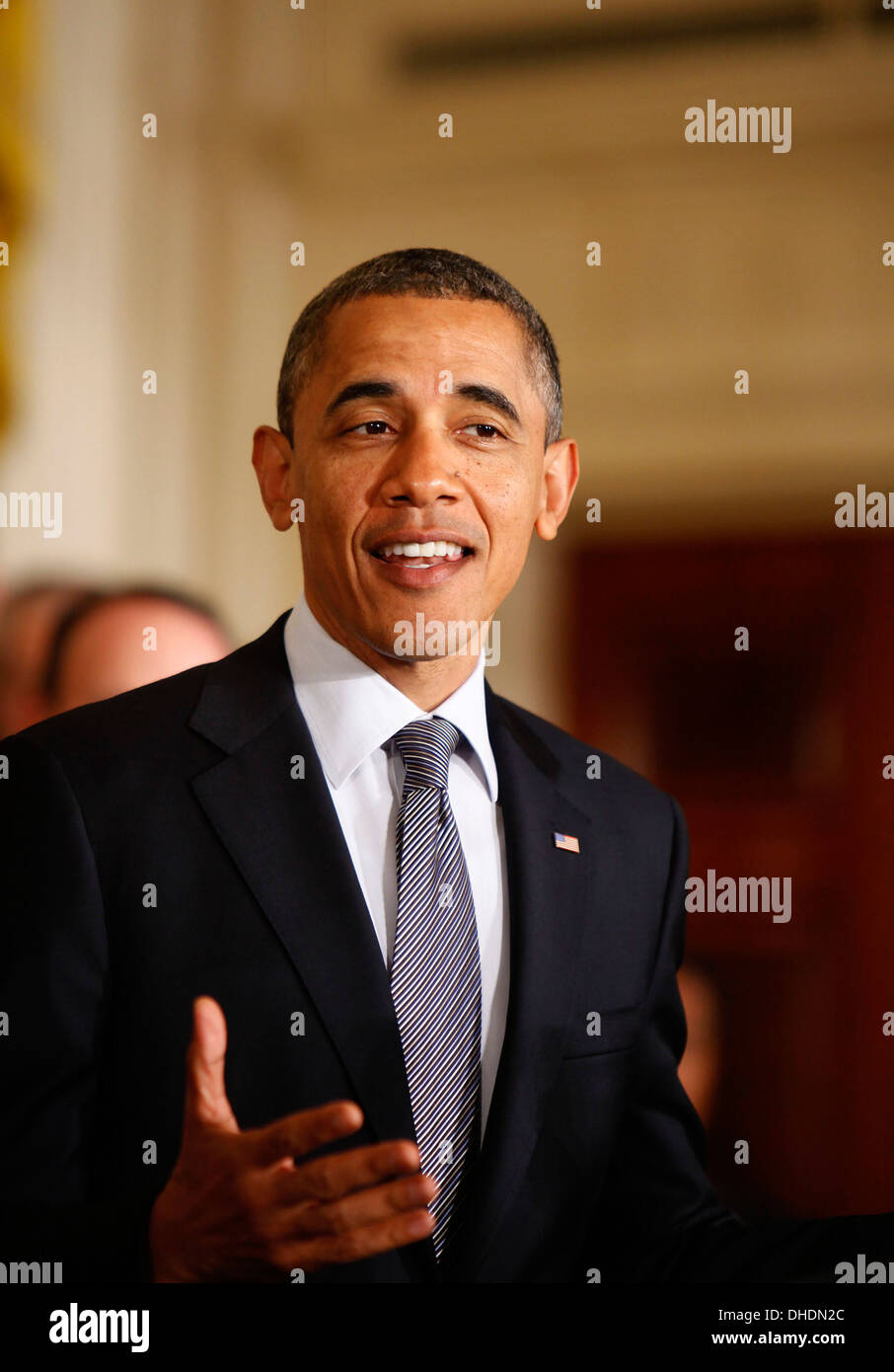 Präsident Barack Obama präsentiert Oberbefehlshaber Trophy CE-Akademie im East Room des weißen Haus Washington DC Luft- Stockfoto