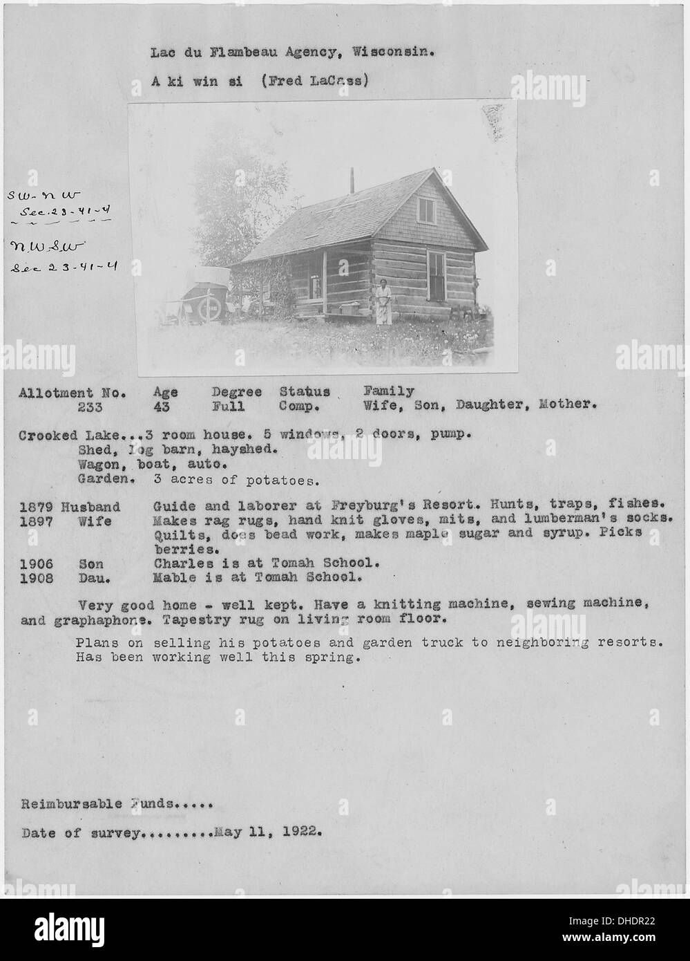 Fred LaCass, bekannt unter seinem Otoe-Namen „A KI win si“, ist in diesem Bild dargestellt. Er war eine prominente Persönlichkeit in der Kultur der Otoe-Indianer und trug zur Erhaltung der Geschichte seines Stammes bei. Stockfoto