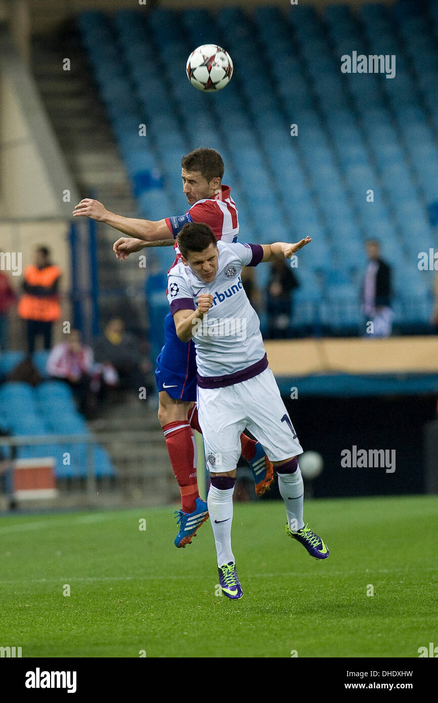 Madrid, Oscar Gonzalez. 7. November 2013. die UEFA Champions League Fußballspiel Club Atletico Madrid gegen Austria Wien im Vicente Calderon Stadion in Madrid. : Bildnachweis Oscar Gonzalez/NurPhoto: Oscar Gonzalez/NurPhoto/ZUMAPRESS.com/Alamy Live-Nachrichten Stockfoto