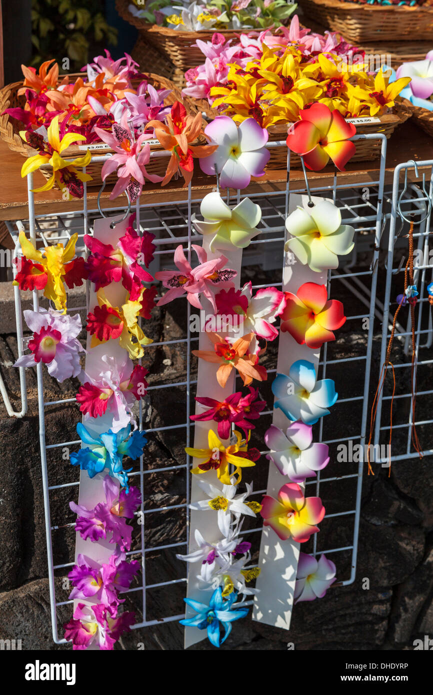 Florale Ornamente für den Verkauf auf der Big Island von Hawaii Stockfoto