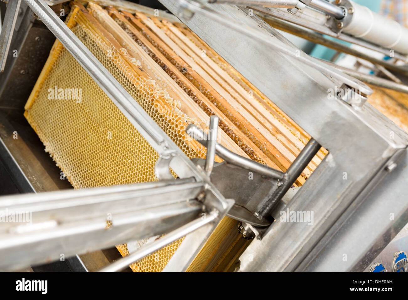 Nahaufnahme von Honig Extraktionsanlage Stockfoto
