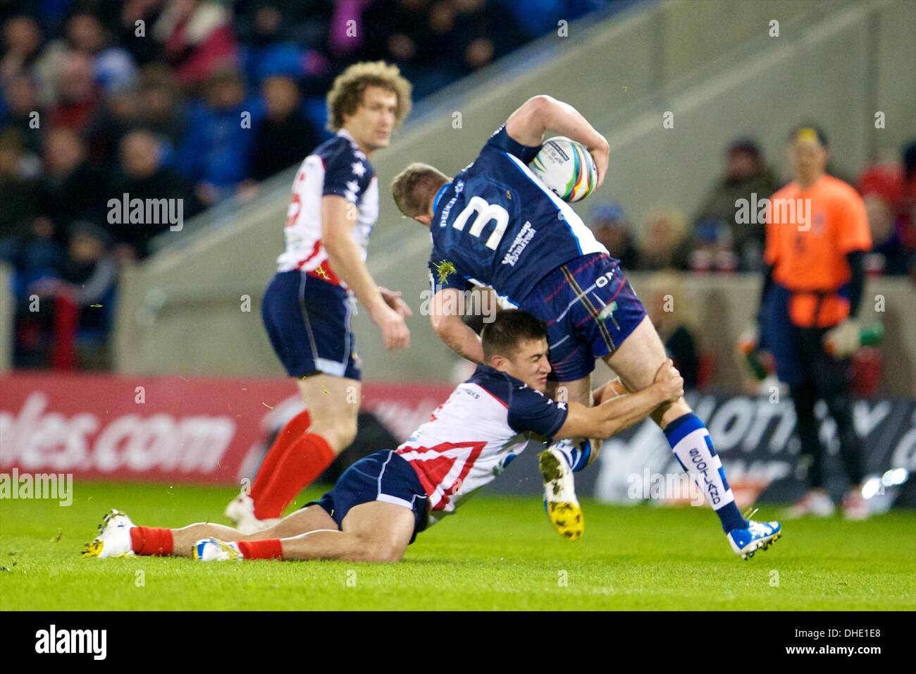 Salford, UK. 7. November 2013. Ben Hellewell (Schottland Featherstone Rovers) während der Rugby League World Cup Gruppe C/D Spiel zwischen Schottland und den USA aus dem AJ-Bell-Stadion. Bildnachweis: Aktion Plus Sport/Alamy Live-Nachrichten Stockfoto