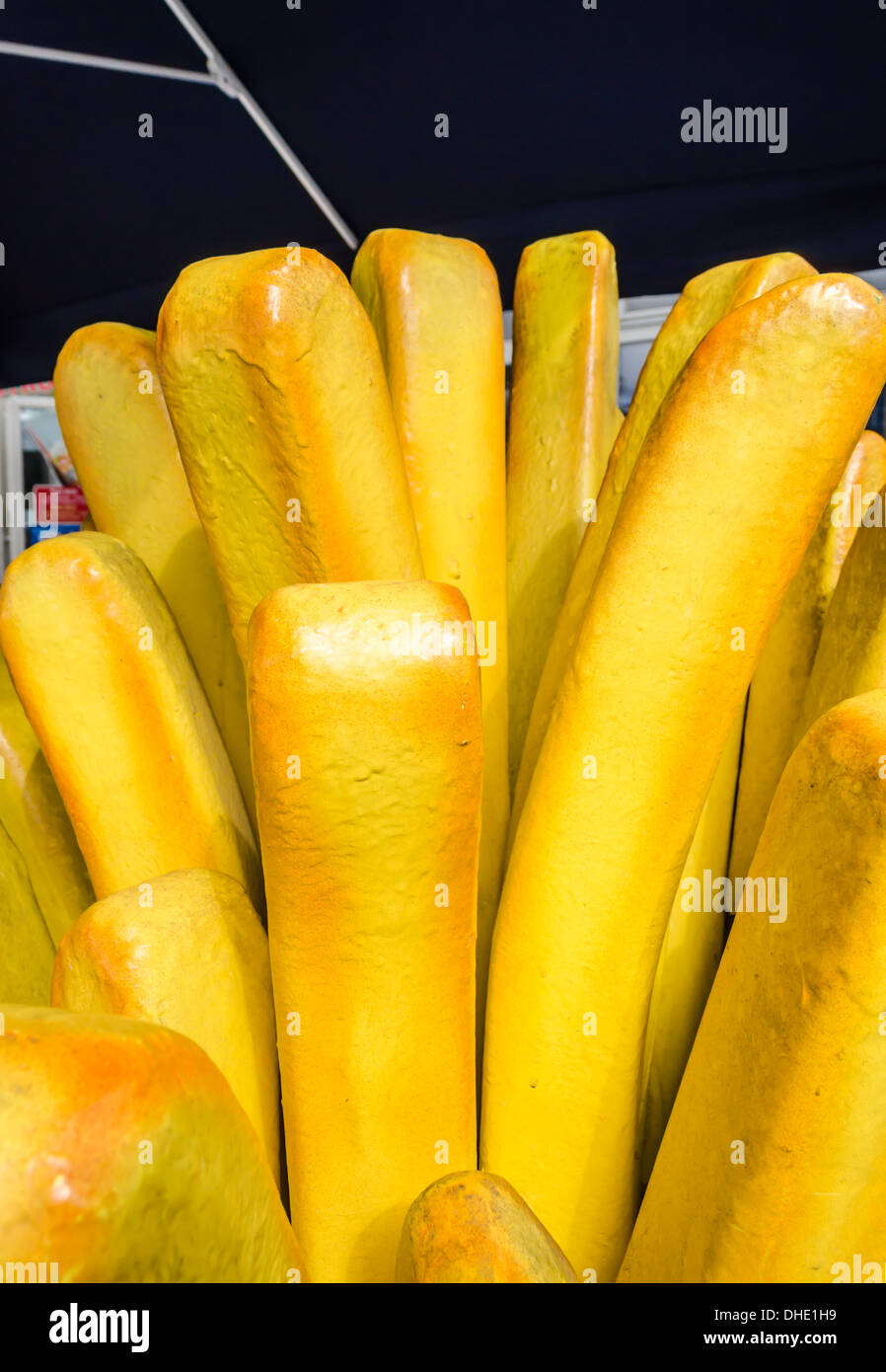 Riesige Kunststoff Pommes Frites. Berlin, Deutschland. Stockfoto