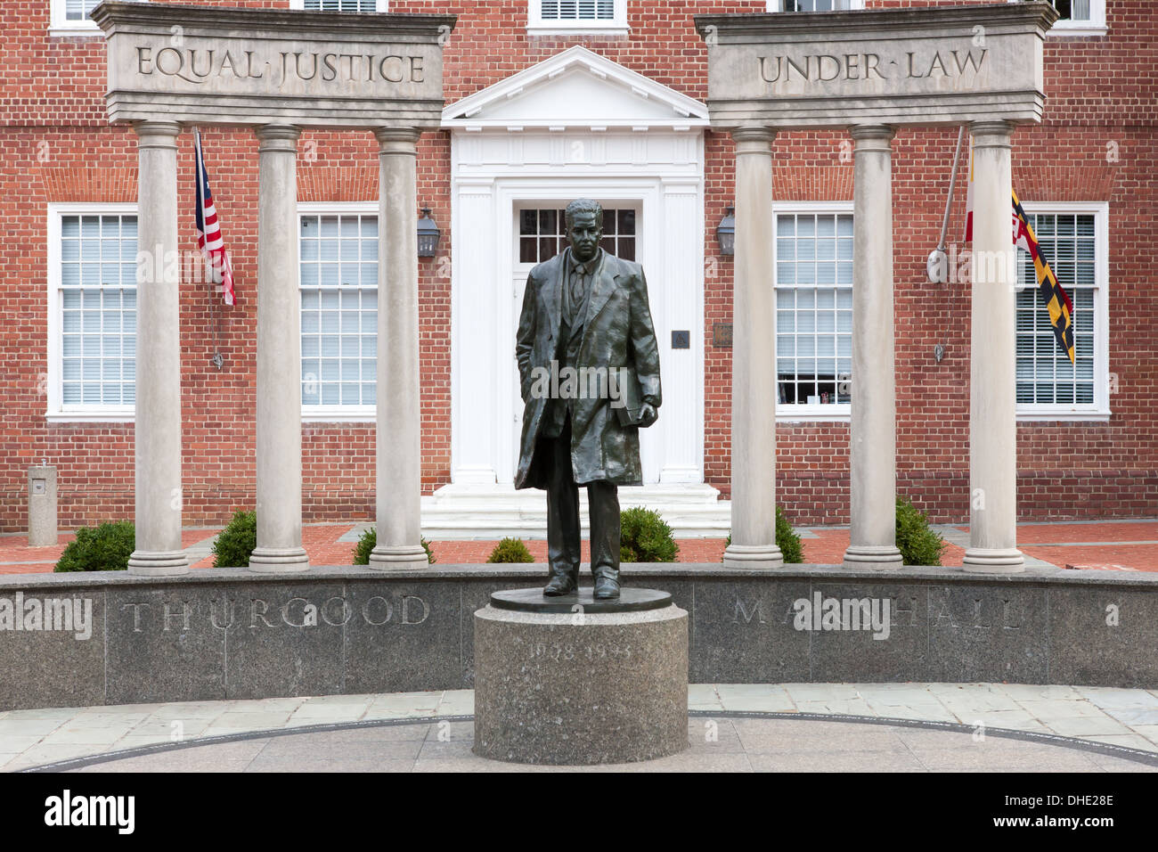 Das Thurgood Marshall-Denkmal erinnert an den Anwalt, Richter am Obersten Gerichtshof und Bürgerrechtler in Annapolis, Maryland. Stockfoto